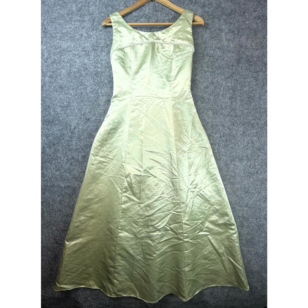 Vintage Jordan Fashions Dress Womens 9/10 Mint Green 60s Prom Fairycore‎ Satin